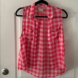Pink Abercrombie & Fitch Short Sleeved Flannel